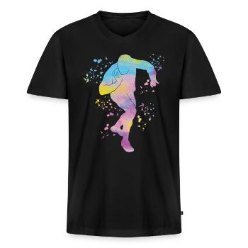 Lanceur de poids Colorsplash Lancer de poids - T-shirt encolure en V Premium bio Homme - noir - Devant - Nico (187cm)