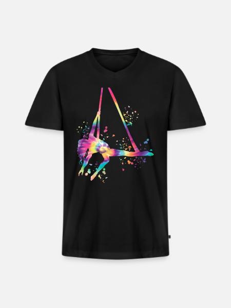 Vertikaltuch Luftakrobatik Aerial Silk - Männer Premium Bio T-Shirt mit V-Ausschnitt - Schwarz