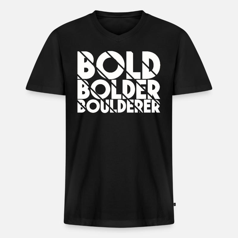 Bouldern Bold Bolder Boulderer - Männer Premium Bio T-Shirt mit V-Ausschnitt - Schwarz