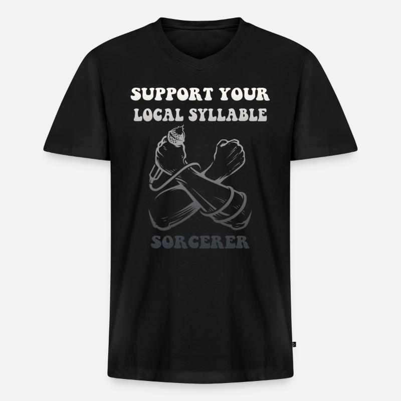 Silbenzauberer Poetry Slam - Männer Premium Bio T-Shirt mit V-Ausschnitt - Schwarz