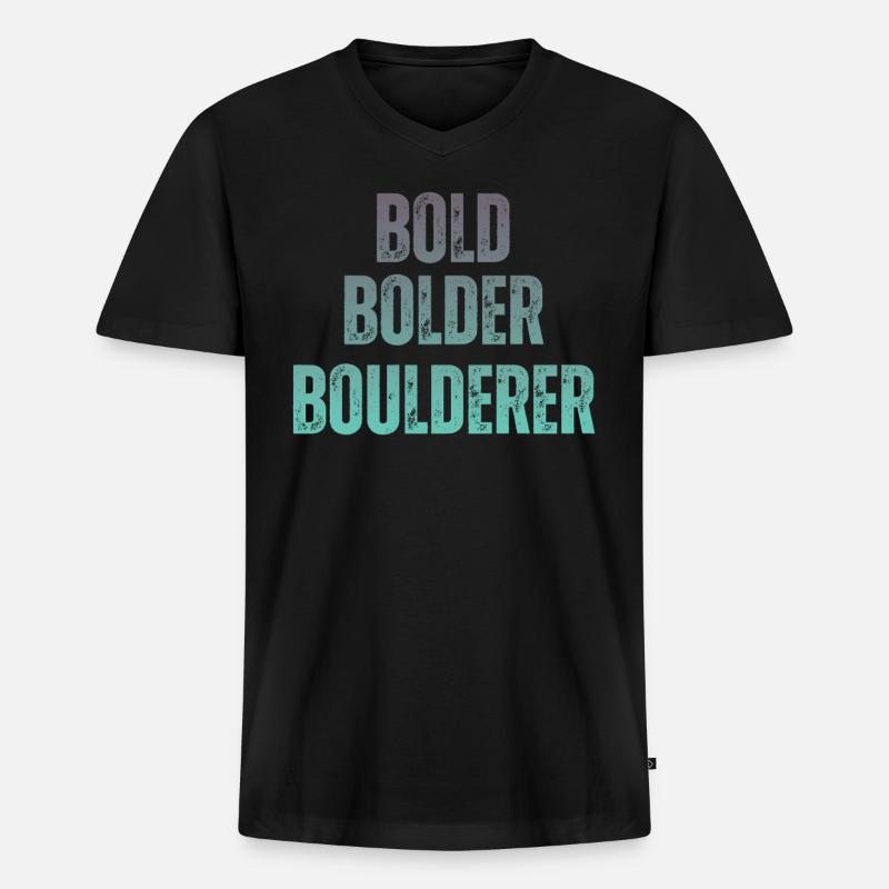 Bouldern Bold Bolder Boulderer - Männer Premium Bio T-Shirt mit V-Ausschnitt - Schwarz