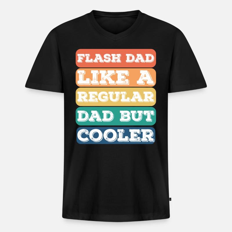 Bouldering Flash Papa Boulderer - Männer Premium Bio T-Shirt mit V-Ausschnitt - Schwarz
