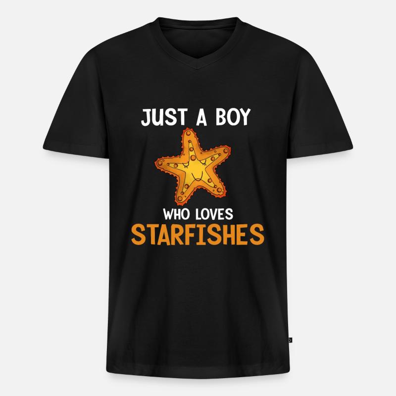 Seestern - Männer Premium Bio T-Shirt mit V-Ausschnitt - Schwarz