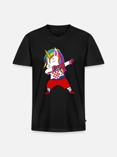 Kroatien-fußball-tupfendes Geschenk - Männer Premium Bio T-Shirt mit V-Ausschnitt - Schwarz