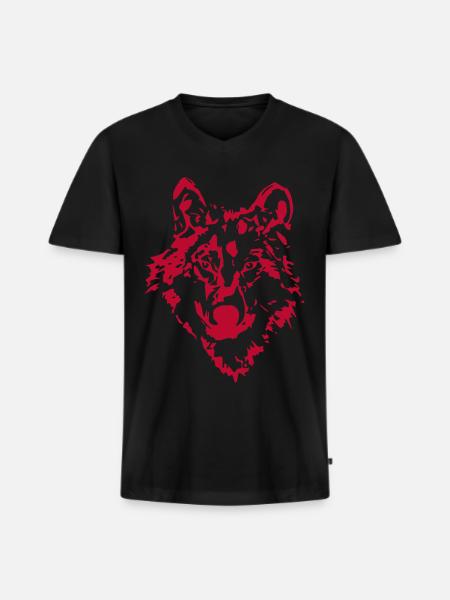 Wolf Animal Drawing - Men's Premium Organic T-shirt with V-neck - black