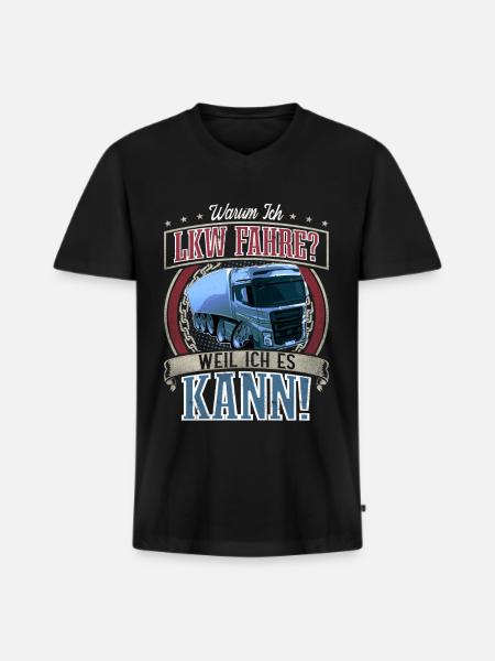 LKW Fahrer - Männer Premium Bio T-Shirt mit V-Ausschnitt - Schwarz