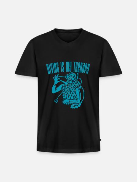 Diving Is My Therapy (1) - Men's Premium Organic T-shirt with V-neck - black