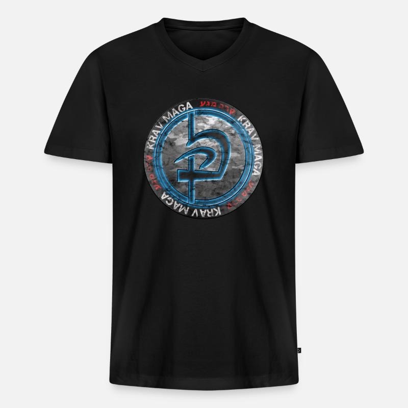 Krav Maga - Männer Premium Bio T-Shirt mit V-Ausschnitt - Schwarz
