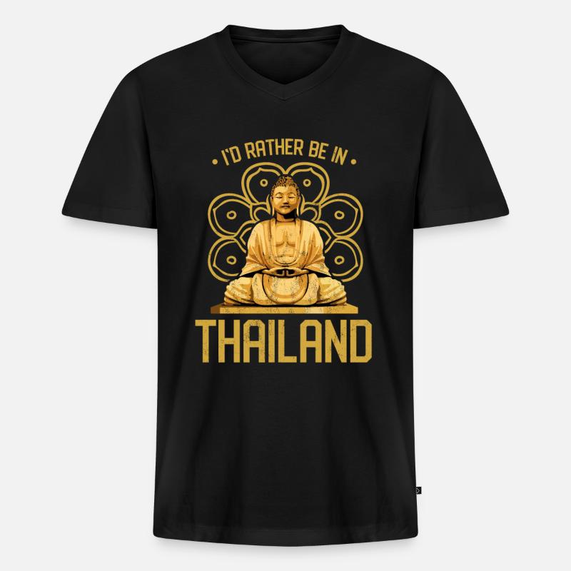 Thailand - Männer Premium Bio T-Shirt mit V-Ausschnitt - Schwarz