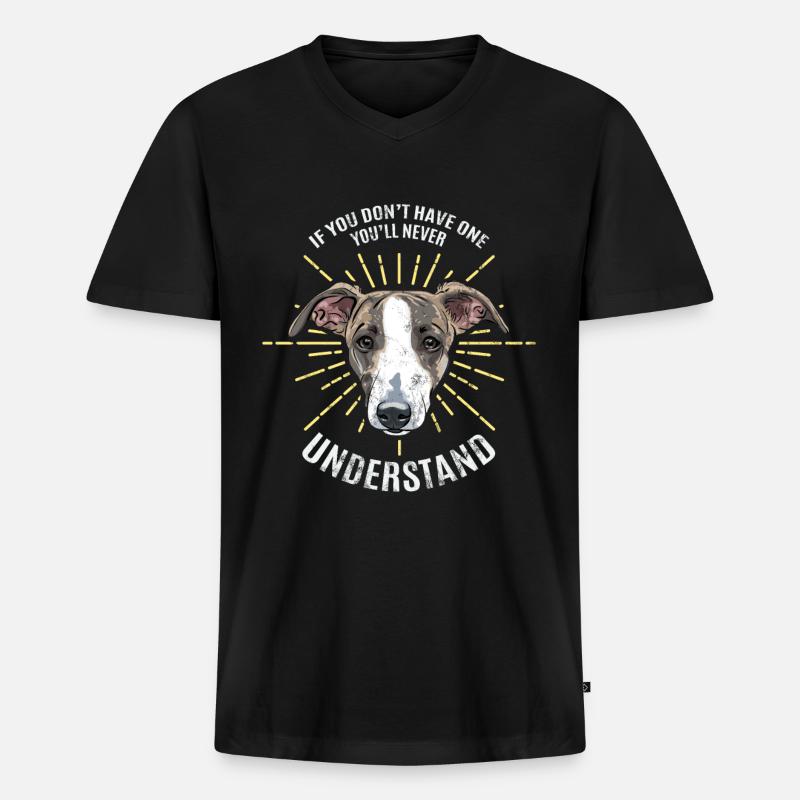 Greyhound Windhund - Männer Premium Bio T-Shirt mit V-Ausschnitt - Schwarz