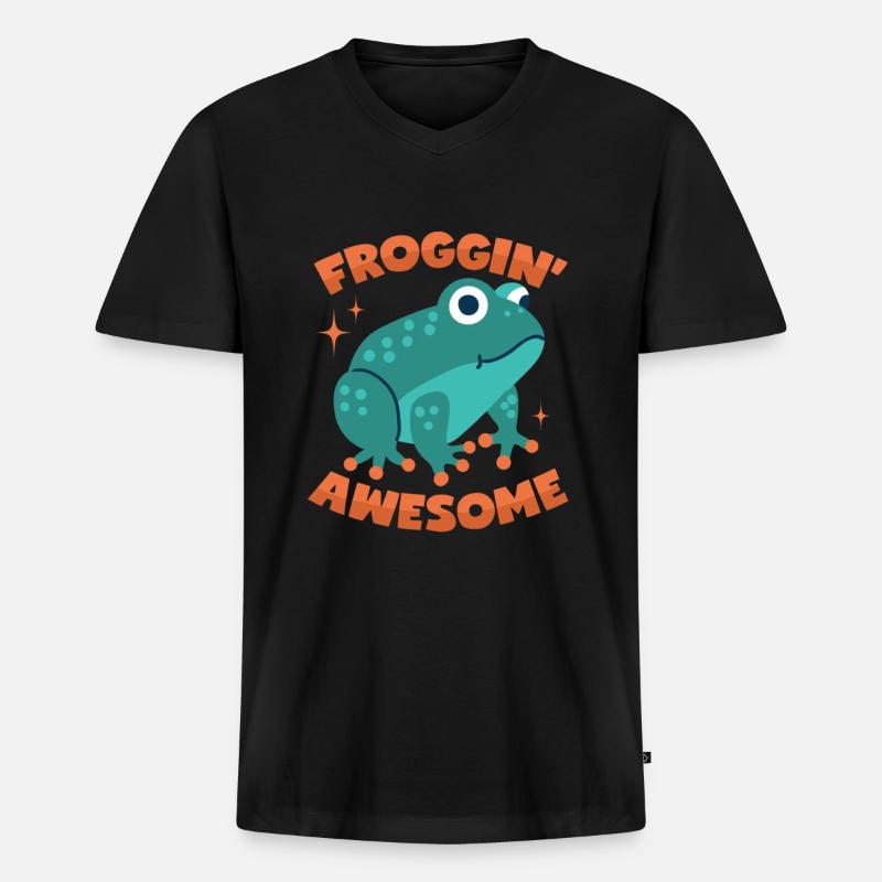 Frosch Wortwitz - Männer Premium Bio T-Shirt mit V-Ausschnitt - Schwarz