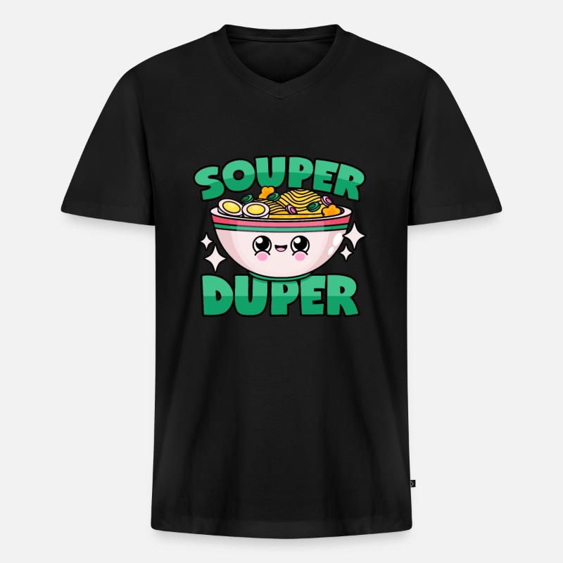Ramen Suppe: "Souper Duper" - Männer Premium Bio T-Shirt mit V-Ausschnitt - Schwarz