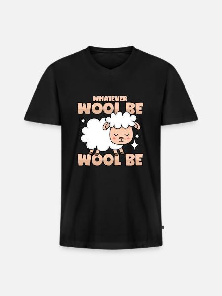 Sheep wool puns - Men's Premium Organic T-shirt with V-neck - black