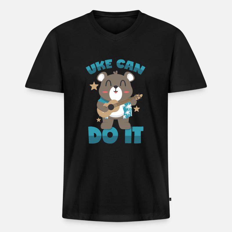 Ukulele Motivation - Männer Premium Bio T-Shirt mit V-Ausschnitt - Schwarz