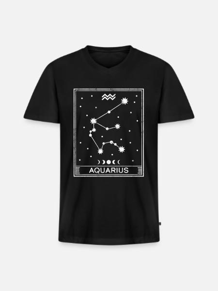 Sternzeichen Wassermann - Männer Premium Bio T-Shirt mit V-Ausschnitt - Schwarz