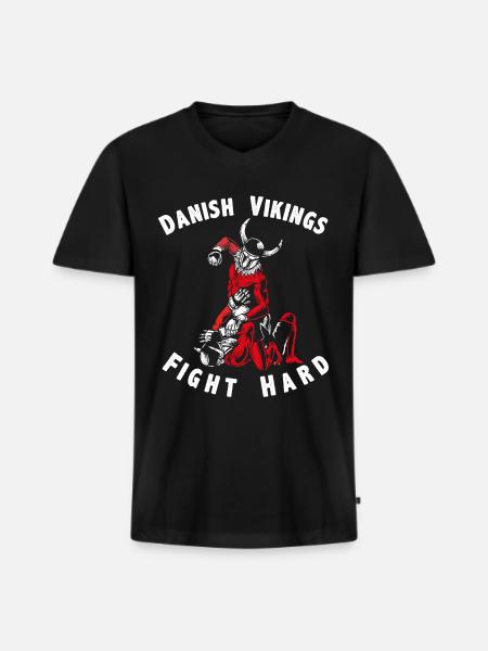 Dänemark Wikinger kämpfen hart - Männer Premium Bio T-Shirt mit V-Ausschnitt - Schwarz