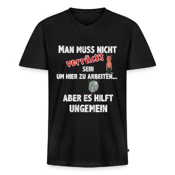 Cooler Witziger Lustiger Spruch Kollegen Arbeit - Männer Premium Bio T-Shirt mit V-Ausschnitt - Schwarz - Vorne - Nico (187cm)