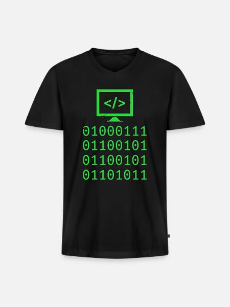 Programming Binary Code Coding Gift - Men's Premium Organic T-shirt with V-neck - black