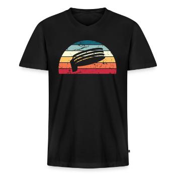 Retro Korfball Sunset Vintage Sport Sonnenaufgang - Männer Premium Bio T-Shirt mit V-Ausschnitt - Schwarz - Vorne - Nico (187cm)