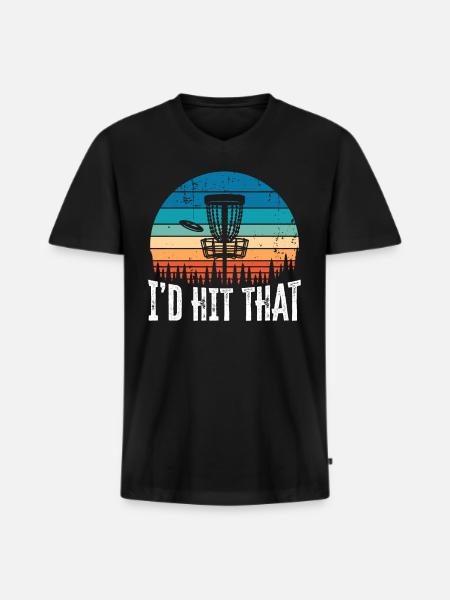 I'd Hit that Funny Disc Golf Sunset Gift - Men's Premium Organic T-shirt with V-neck - black