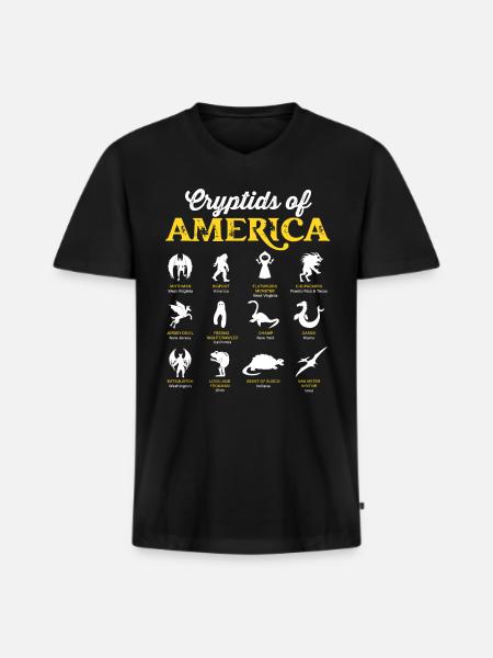 Cryptids of America Cryptozoology Mythical - Men's Premium Organic T-shirt with V-neck - black