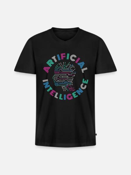 Artificial Intelligence AI Gift - Men's Premium Organic T-shirt with V-neck - black