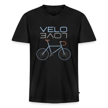Chemise Vélo De Route Velo Love Shirt Chemise De Cycliste - T-shirt encolure en V Premium bio Homme - noir - Devant - Nico (187cm)