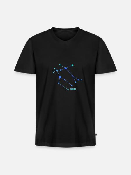 Sternzeichen Zwillinge, Gemini - Männer Premium Bio T-Shirt mit V-Ausschnitt - Schwarz