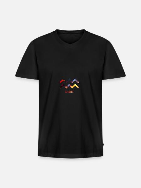 Sternzeichen Wassermann, Aquarius - Männer Premium Bio T-Shirt mit V-Ausschnitt - Schwarz