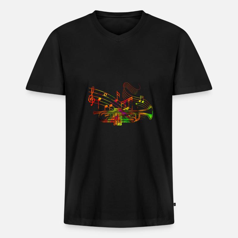 Trompete - Männer Premium Bio T-Shirt mit V-Ausschnitt - Schwarz