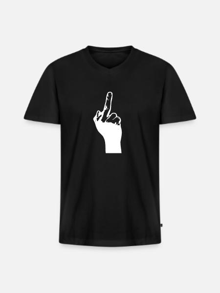 Ich zeige Dir den Mittelfinger - Männer Premium Bio T-Shirt mit V-Ausschnitt - Schwarz