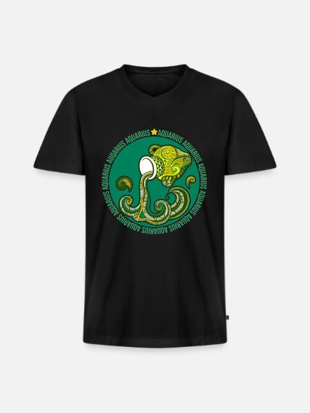 Aquarius - Men's Premium Organic T-shirt with V-neck - black