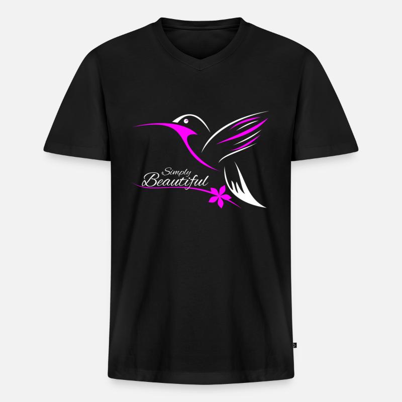 Kolibri - Männer Premium Bio T-Shirt mit V-Ausschnitt - Schwarz