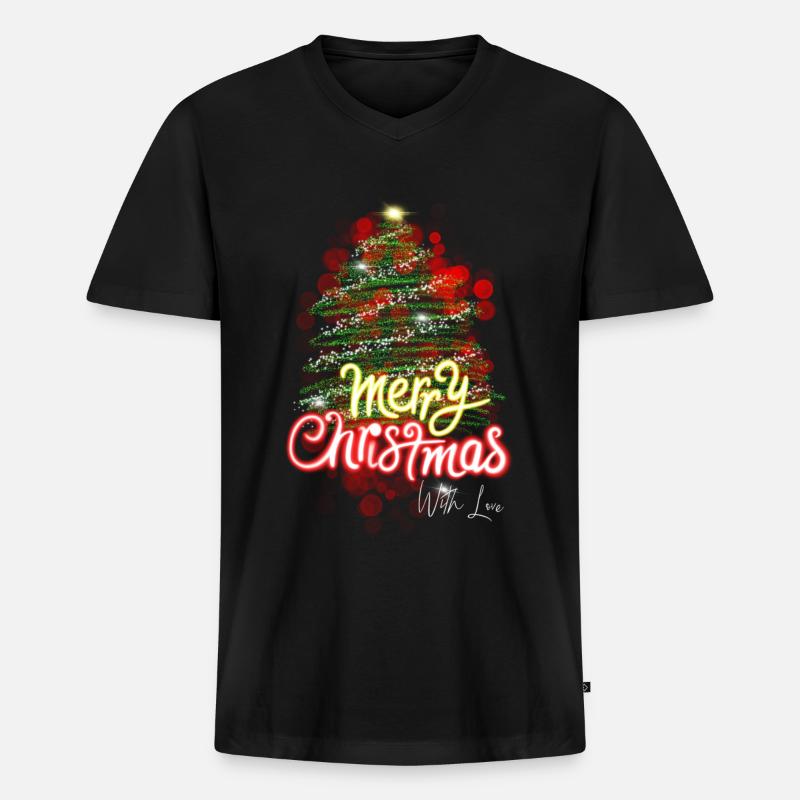 Frohe Weinachten - Männer Premium Bio T-Shirt mit V-Ausschnitt - Schwarz