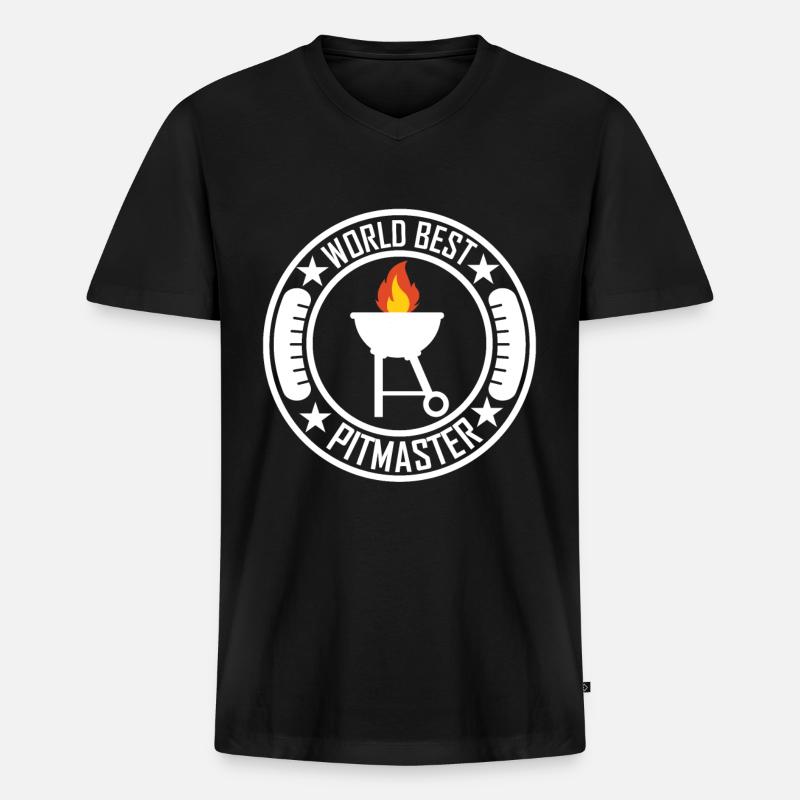BBQ Grill Pitmaster - Männer Premium Bio T-Shirt mit V-Ausschnitt - Schwarz