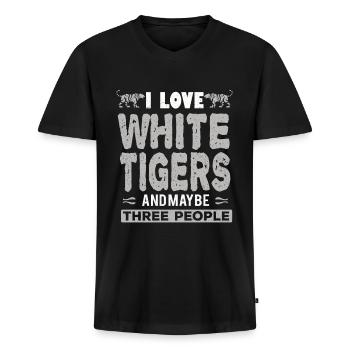 Tigre blanc Weißer Tiger - T-shirt encolure en V Premium bio Homme - noir - Devant - Nico (187cm)