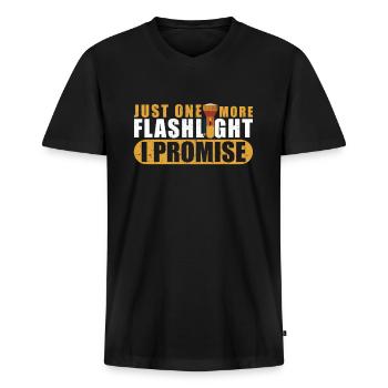 Taschenlampe lustiger Spruch Flashlight LED - Männer Premium Bio T-Shirt mit V-Ausschnitt - Schwarz - Vorne - Nico (187cm)