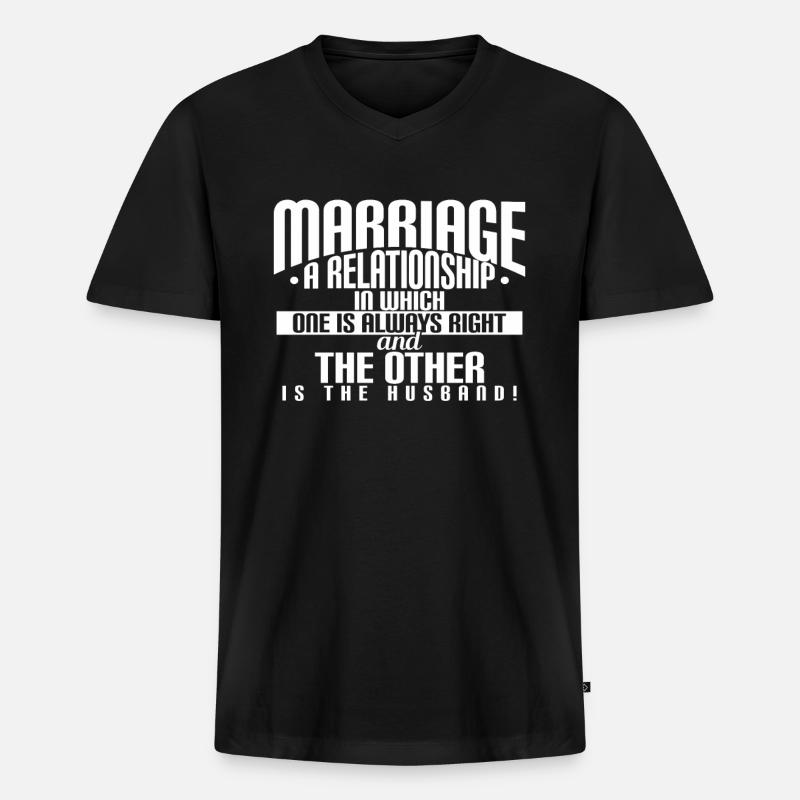Marriage Is A Relationship Husband - Männer Premium Bio T-Shirt mit V-Ausschnitt - Schwarz