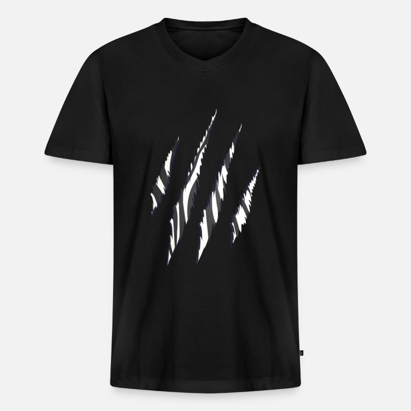 Zebra Zebramuster Krallen Muster - Männer Premium Bio T-Shirt mit V-Ausschnitt - Schwarz