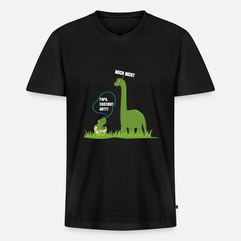 Papa Existiert Gott Dinosaurier Atheist - Männer Premium Bio T-Shirt mit V-Ausschnitt - Schwarz