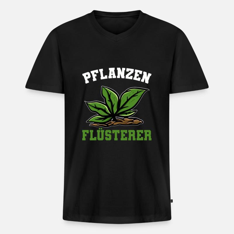 Pflanzenflüsterer - Männer Premium Bio T-Shirt mit V-Ausschnitt - Schwarz
