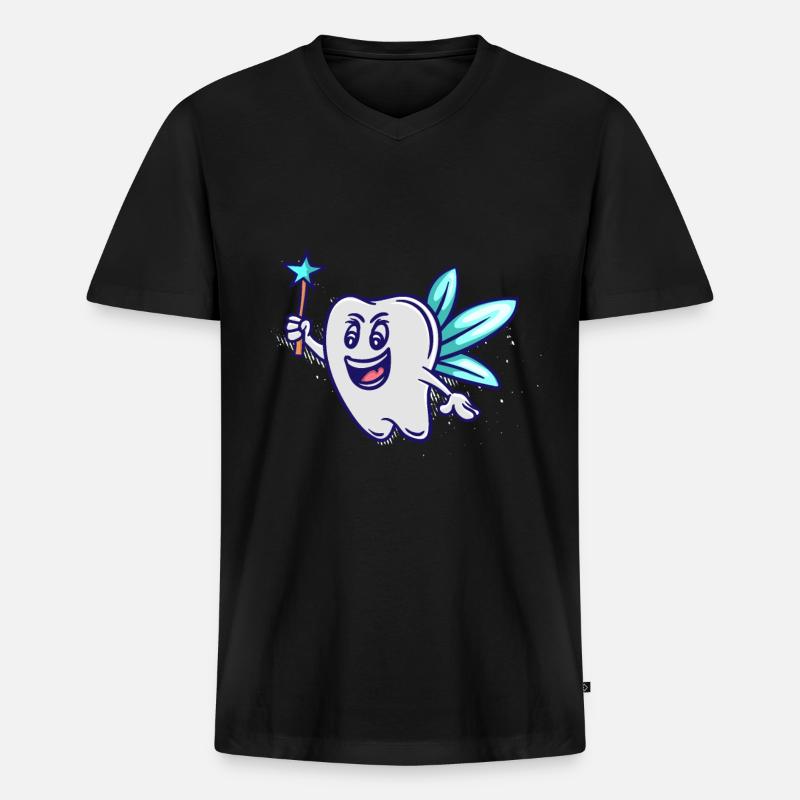 Zahnfee - Männer Premium Bio T-Shirt mit V-Ausschnitt - Schwarz