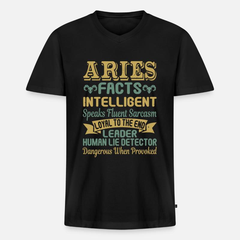 Widder Sternzeichen Eigenschaften - Männer Premium Bio T-Shirt mit V-Ausschnitt - Schwarz