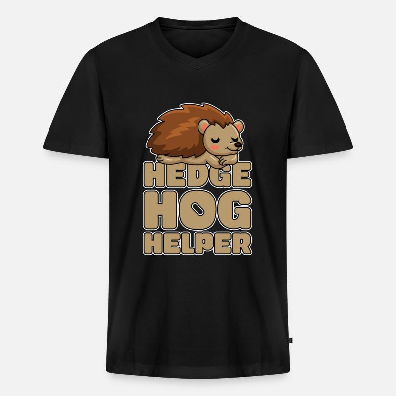 Igel - Männer Premium Bio T-Shirt mit V-Ausschnitt - Schwarz