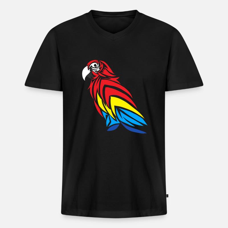 Papagei - Männer Premium Bio T-Shirt mit V-Ausschnitt - Schwarz
