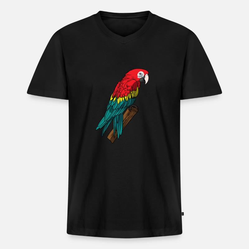 Papagei - Männer Premium Bio T-Shirt mit V-Ausschnitt - Schwarz