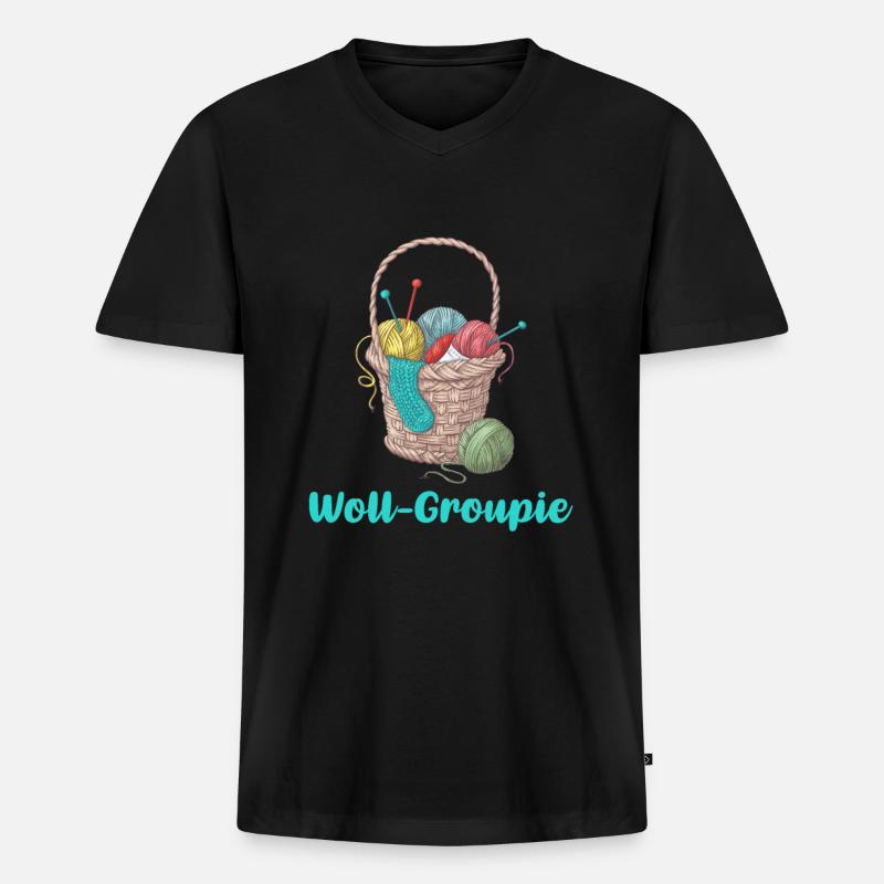 Stricken - Männer Premium Bio T-Shirt mit V-Ausschnitt - Schwarz