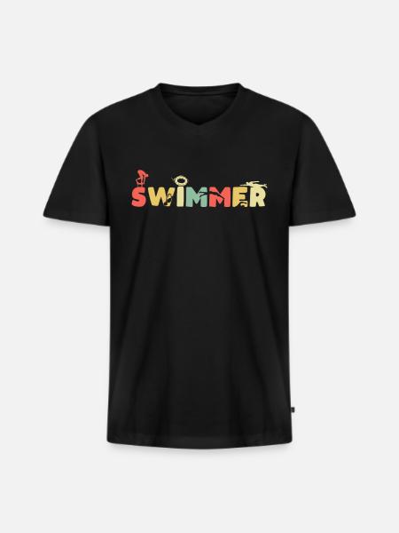Nageurs nageurs - T-shirt encolure en V Premium bio Homme - noir