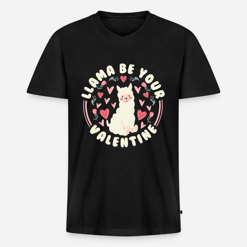 Saint-Valentin Saint-Valentin - T-shirt encolure en V Premium bio Homme - noir