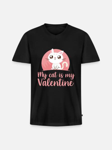 Saint-Valentin Saint-Valentin - T-shirt encolure en V Premium bio Homme - noir